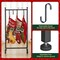 Christmas Stocking Holder, Free Standing Stocking Rack with 4 Removable Hooks, Small Stocking Stand, Heavy Duty Metal Tubes with Stable Base and Adjustable Feet, Black